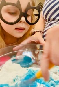 mixing play dough ingredients together