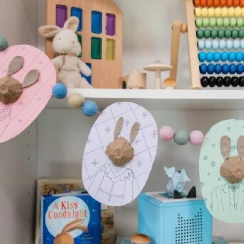 bunny craft with egg carton faces