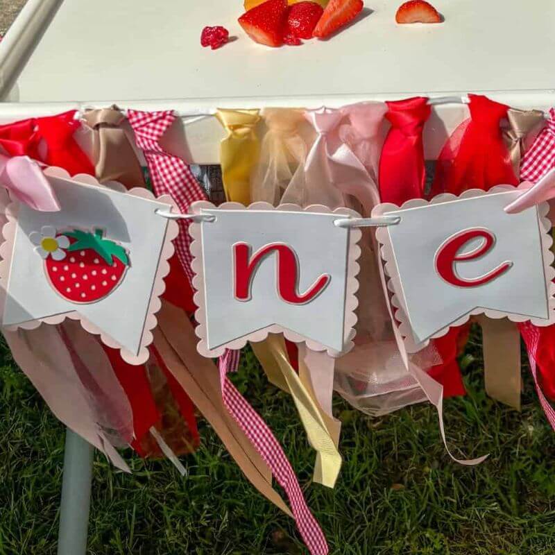 berry themed "one" sign for a first birthday party