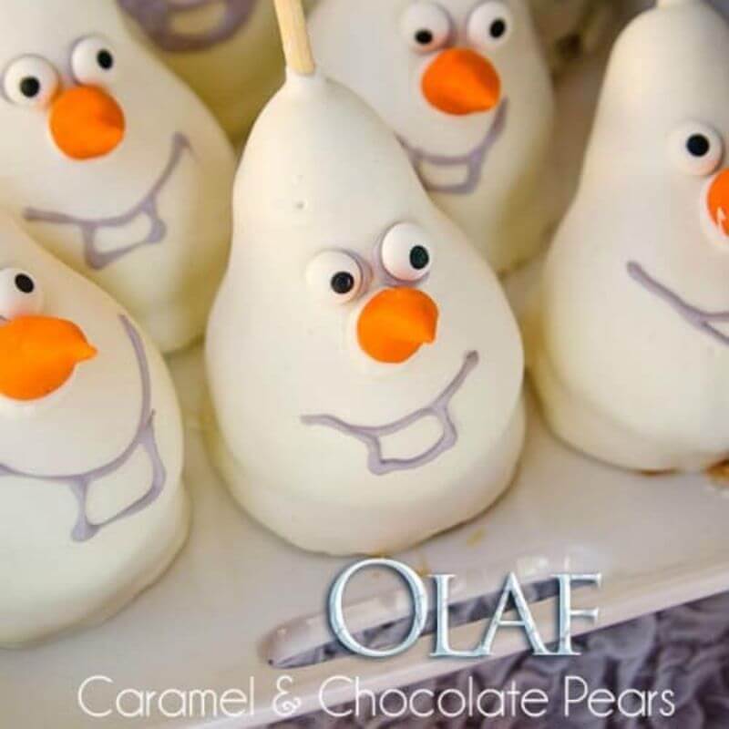 olaf themed pear snack